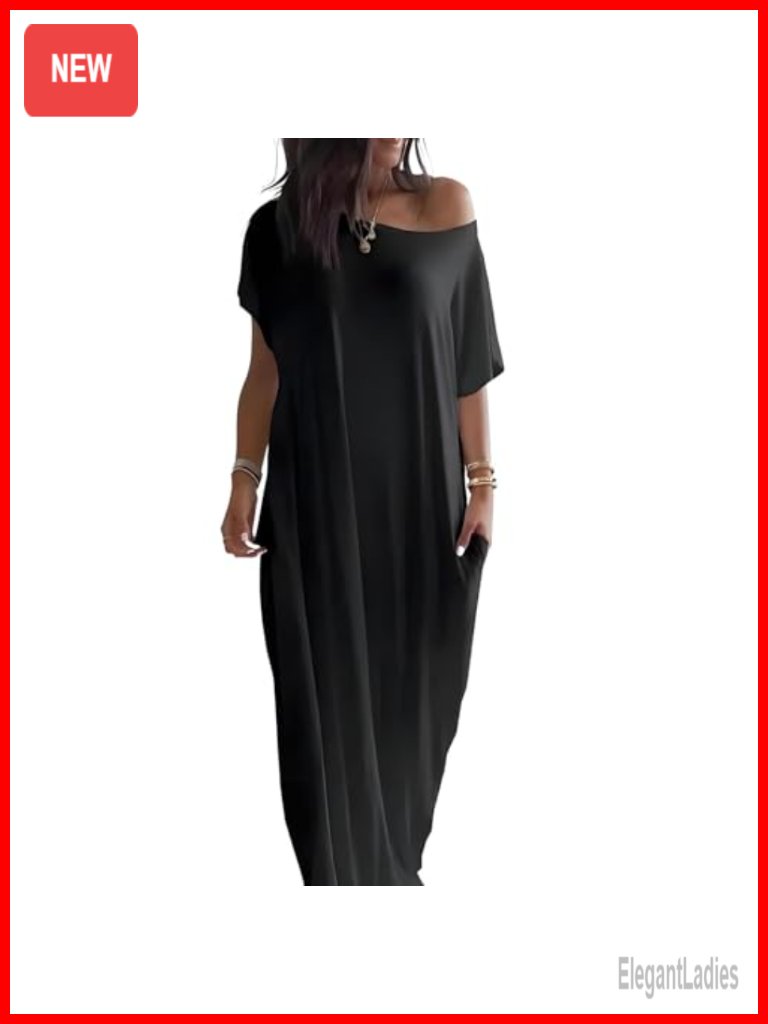 Off-Shoulder Batwing Sleeve Maxi Dress Lounge Nightdress Sleepwear